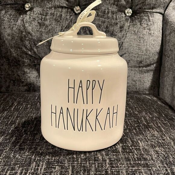 Happy Hanukkah Rae Dunn Cookie Jar (New) - Picture 2 of 6